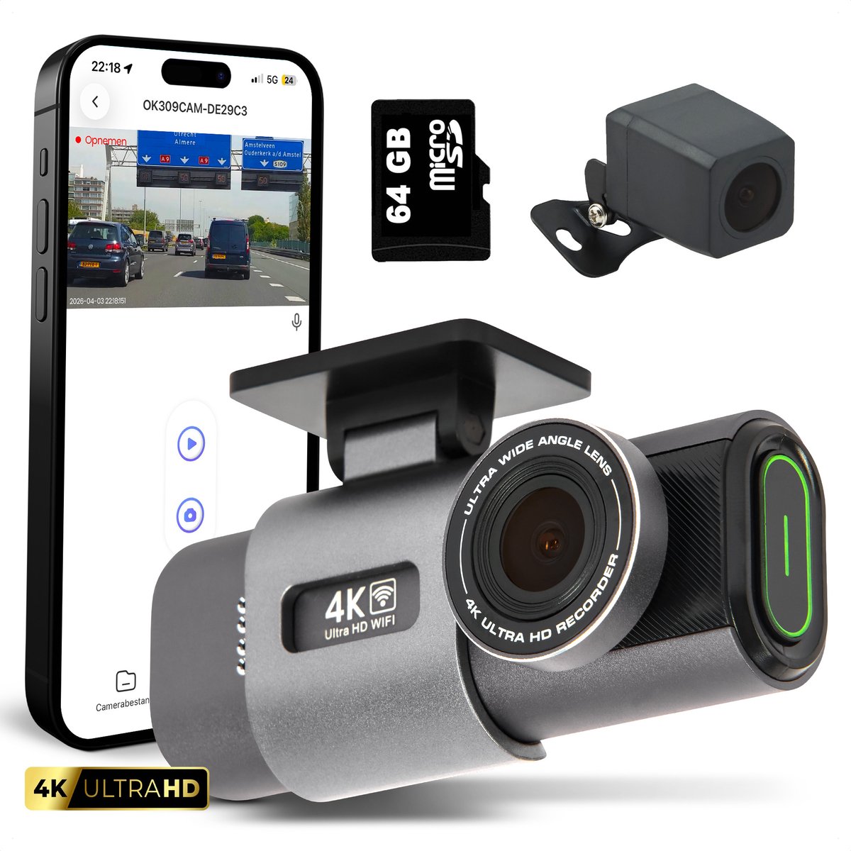 SecurLens Y dashcam voor en achter 4K