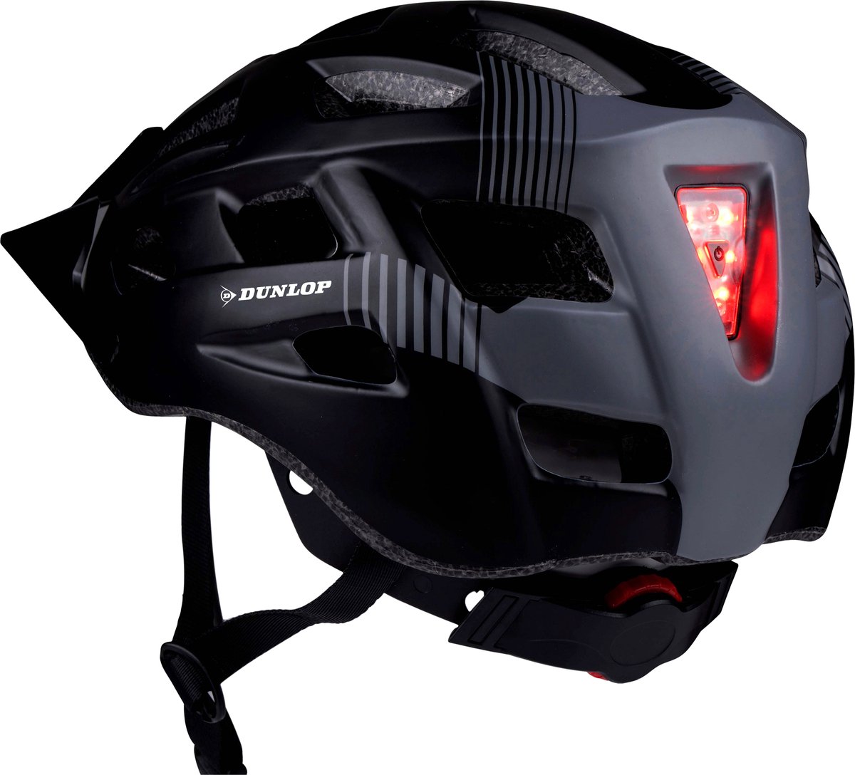 Dunlop fietshelm zwart met LED-verlichting