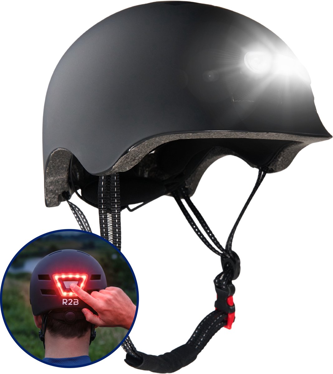 R2B Fietshelm met LED-verlichting