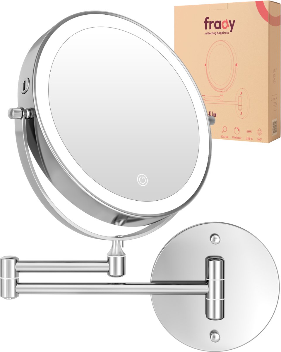 Fraay make-up spiegel met LED 10x vergroting