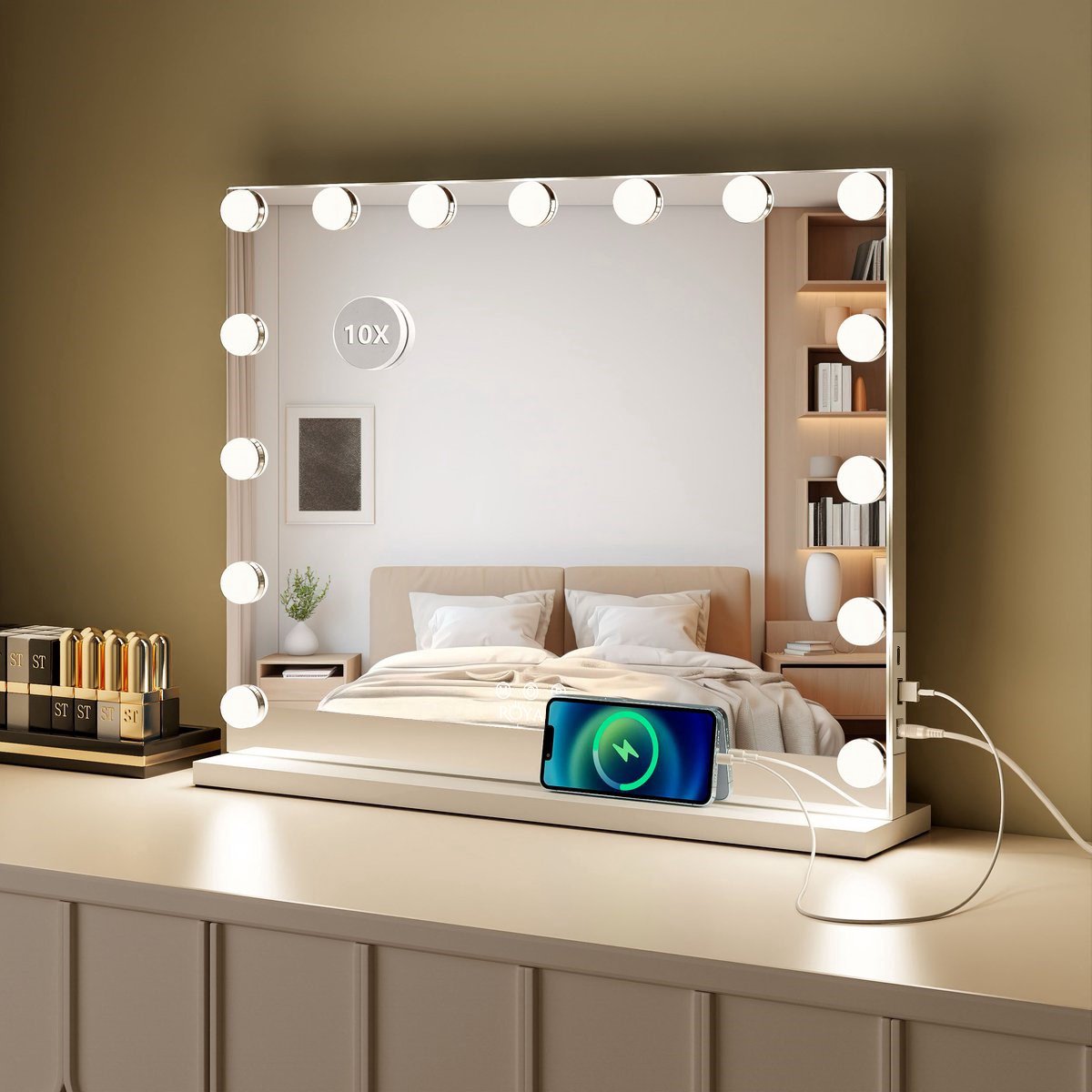 Royals Hollywood spiegel met 15 LED-lampen