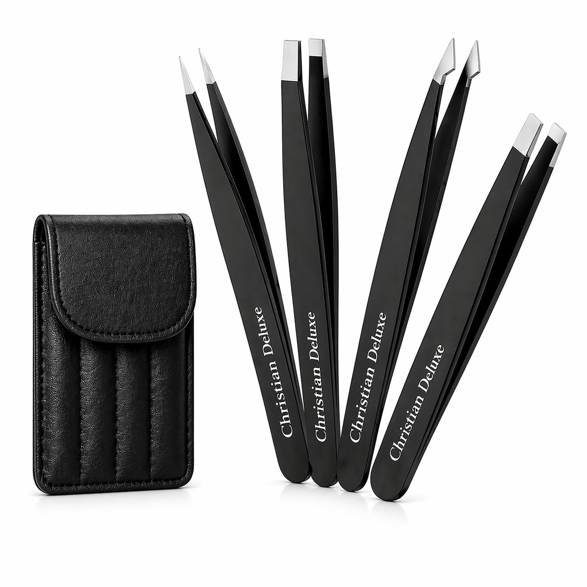 Christian Deluxe 4-delige pincetten set in luxe etui