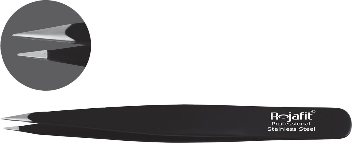 Rojafit professionele pincet puntig 9,5 cm zwart