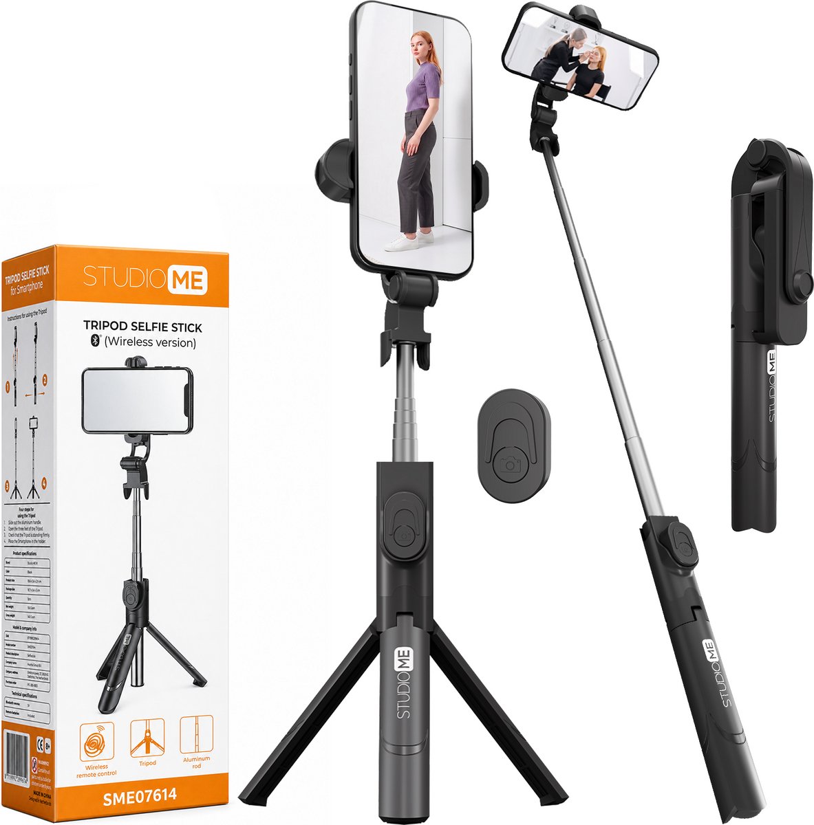 Studio Me 3-in-1 selfie stick met telefoonhouder