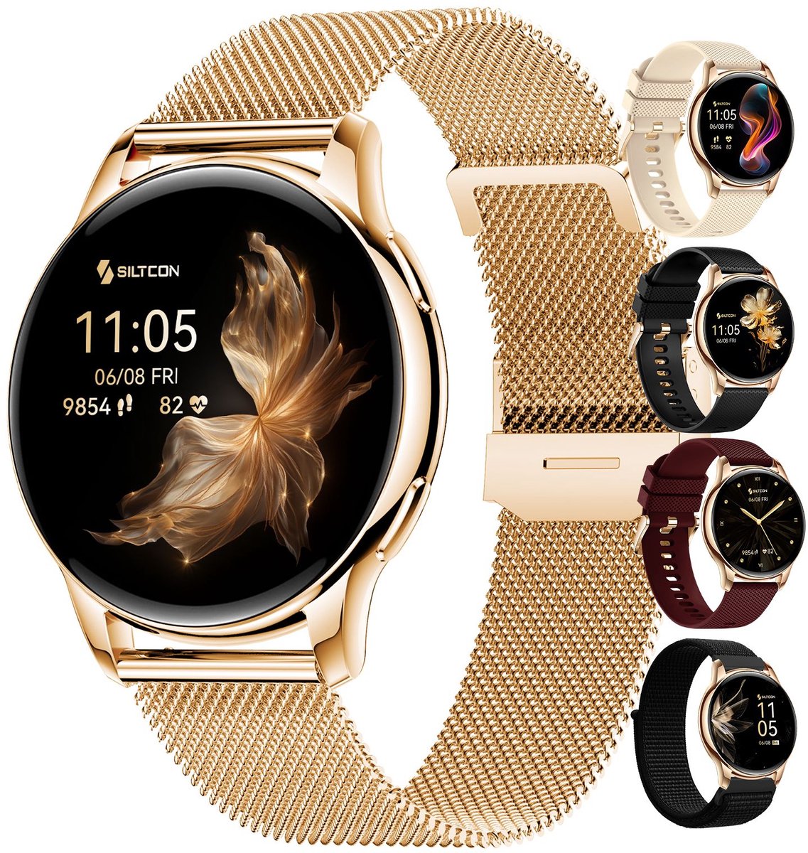 Siltcon Aurea smartwatch dames met 5 bandjes