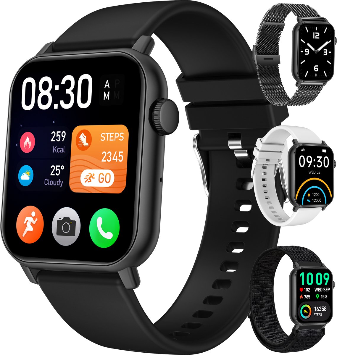Siltcon Pro sporthorloge met 4 bandjes