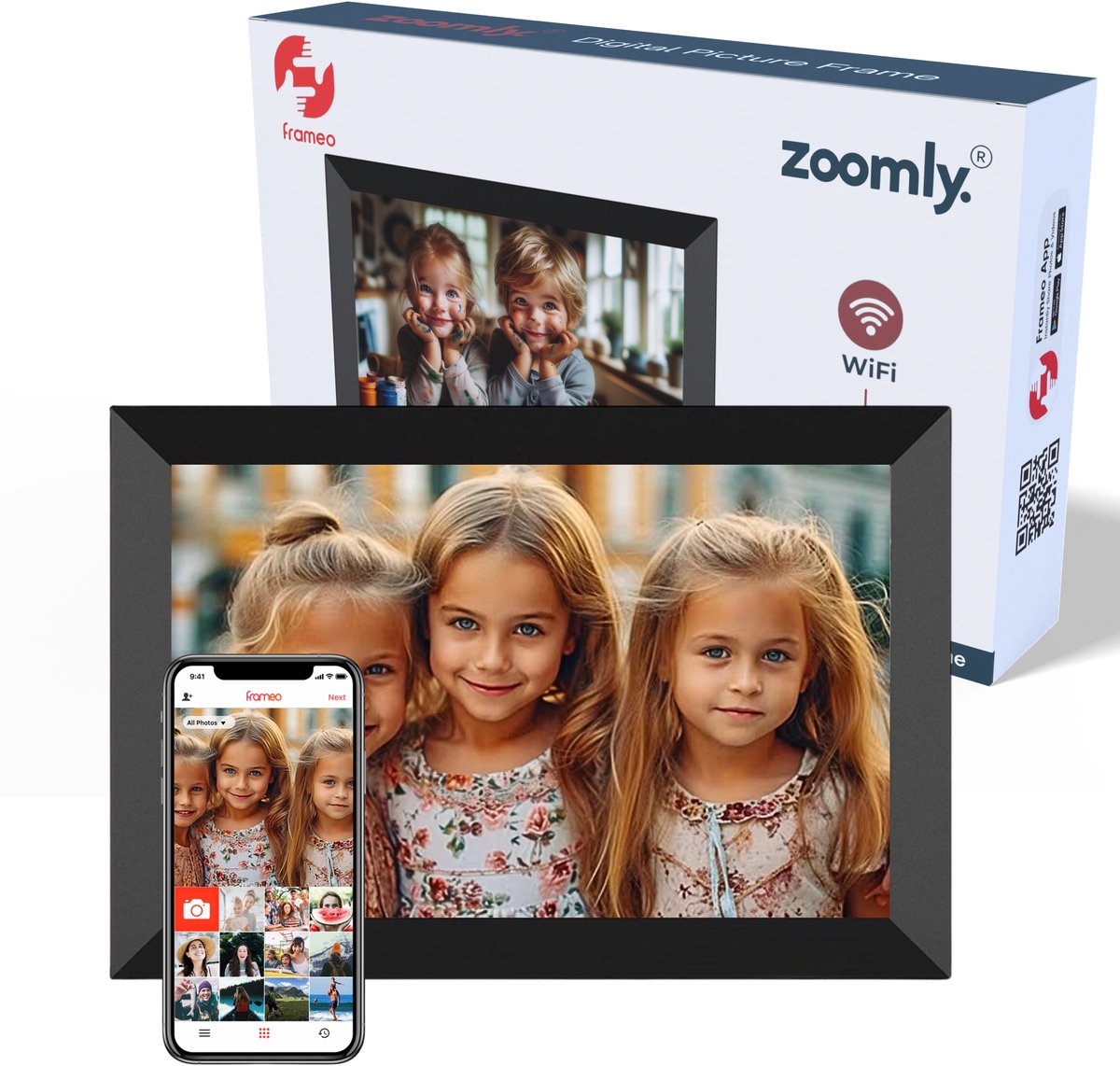 Zoomly Digitale Fotolijst met glazen display