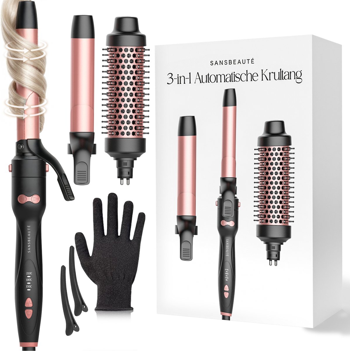 Sansbeauté 3-in-1 Automatische Krultang met Klem