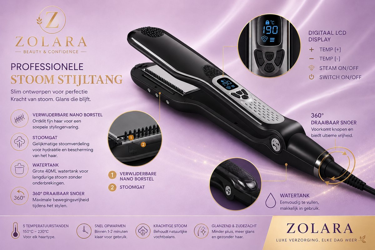 Zolara Stoomstijltang